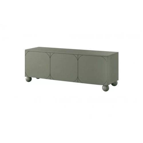 Szafka RTV trzydrzwiowa Sonatia II na nogach kulach 150 cm - oliwka